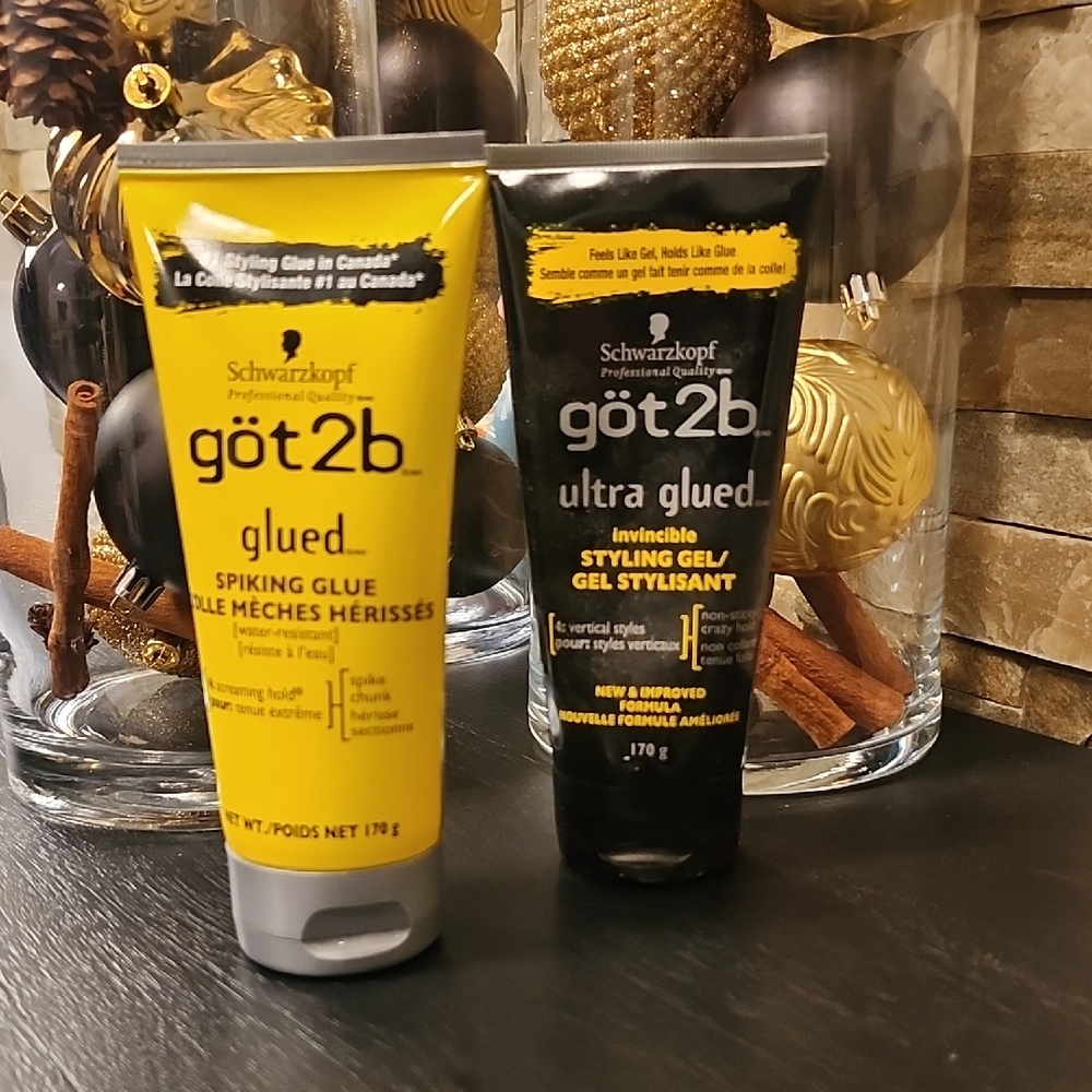 got2b Glued Spiking Glue and Ultra Glued Styling Gel Set - Black and Yellow